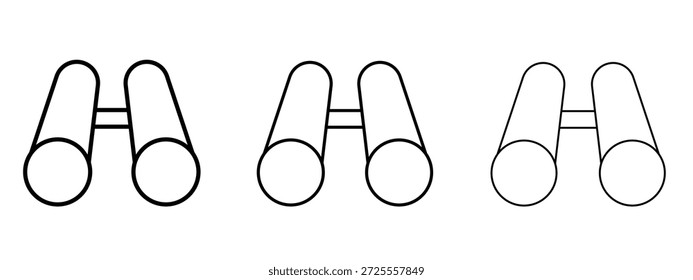 Símbolo de linha fina do ícone binóculos no plano de fundo branco, ilustração editável do vetor de traçado