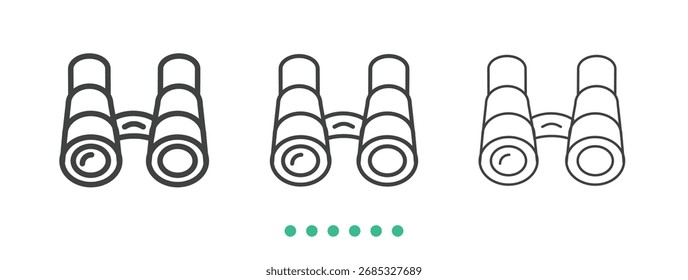 Icono de binoculares. Vector de icono de línea delgada