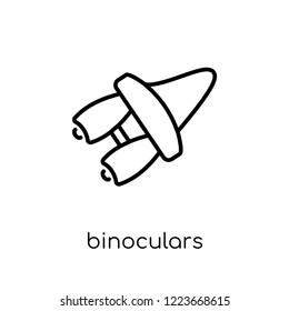 binoculars icon. Trendy modern flat linear vector binoculars icon on white background from thin line Camping collection, outline vector illustration