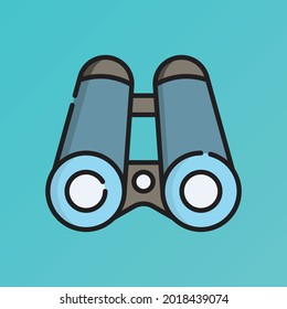 Binoculars Icon Vector Illustration. Flat Outline Cartoon. Travel and Tourism Icon Concept Isolated Premium Vector