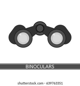 Binoculars icon vector illustration isolated on white background in flat style. For travel, bird watching, stargazing, sightseeing. With magnification.