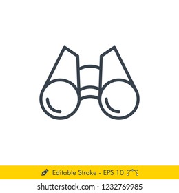 Binoculars Icon / Vector - In Line / Stroke Design
