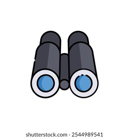 Vector de iconos de binoculares. Color lineal o lineal.