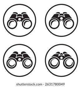 Binoculars icon vector set. Vector black silhouette. with white background

