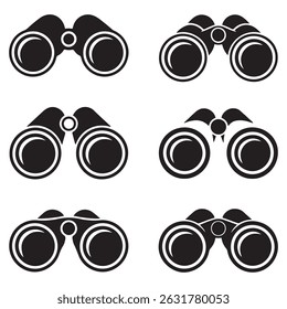 Binoculars icon vector set. Vector black silhouette. with white background
