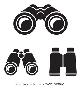 Binoculars icon vector set. Vector black silhouette. with white background
