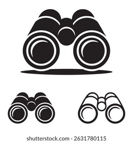 Binoculars icon vector set. Vector black silhouette. with white background
