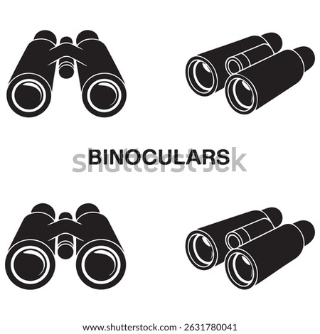 Binoculars icon vector set. Vector black silhouette. with white background

