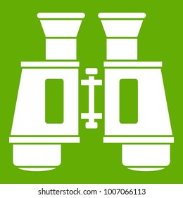 Binoculars icon white isolated on green background. Vector illustration
