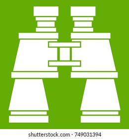 Binoculars icon white isolated on green background. Vector illustration