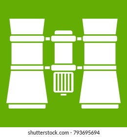 Binoculars icon white isolated on green background. Vector illustration