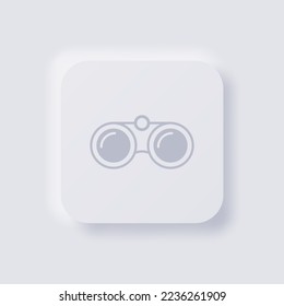 Binoculars icon, White Neumorphism soft UI Design for Web design, Application UI and more, Button, Vector.