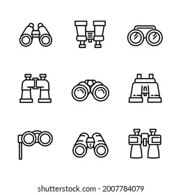 Binoculars icons set. Outline set of binoculars vector icons for web design isolated on white background