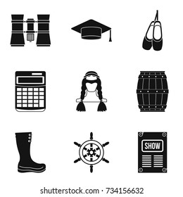 Binoculars icons set. Simple set of 9 binoculars vector icons for web isolated on white background