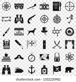 Binoculars icons set. Simple style of 36 binoculars vector icons for web for any design