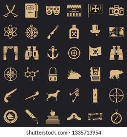 Binoculars icons set. Simple style of 36 binoculars vector icons for web for any design
