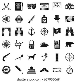 Binoculars icons set. Simple style of 36 binoculars vector icons for web isolated on white background