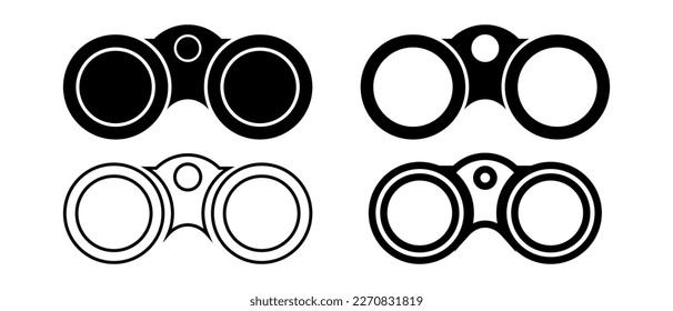 Binoculars icons set. Vector illustration isolated on white background.