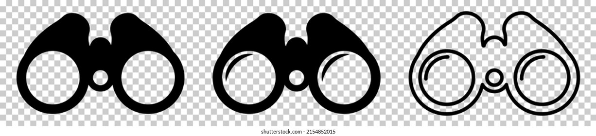 Binoculars icons. Vector illustration isolated on transparent background