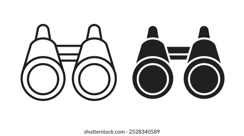 Binoculars icons. Vector set in filled and line style.