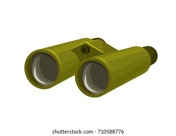 Binoculars isolated icon in cartoon style, camouflage accessory 