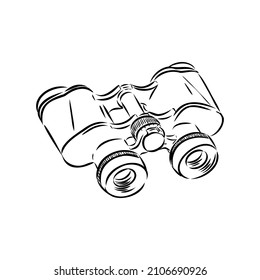 Binoculars isolated on white background. Vector illustration of a sketch style.