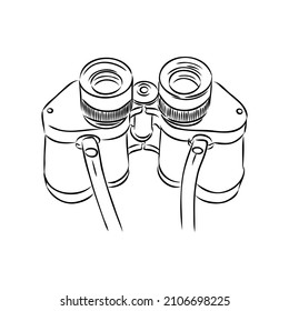 Binoculars isolated on white background. Vector illustration of a sketch style.