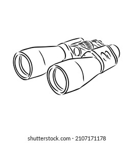 Binoculars isolated on white background. Vector illustration of a sketch style.