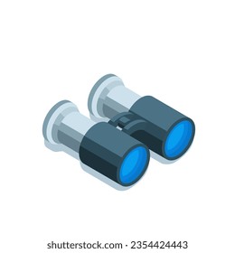 binoculars isometric icon in color on white background, business vision or zoom