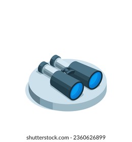 binoculars isometric icon in color on white background, business vision or zoom
