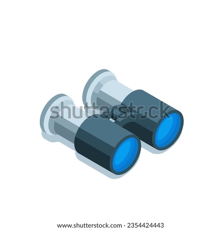 binoculars isometric icon in color on white background, business vision or zoom