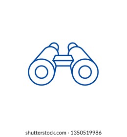 Binoculars line icon concept. Binoculars flat  vector symbol, sign, outline illustration.