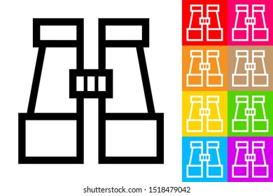 Binoculars. Line Icon With Different Color Background.