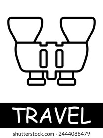 Binoculars line icon. Distance, approach, travel, road, trip, adventure, tourist, country, compass, resort, beach, ticket. Vector line icon for business and advertising