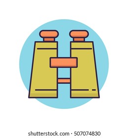 Binoculars line icon. Flat color vector illustration.