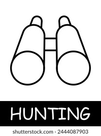 Binoculars line icon. Magnification, observation, information, hunting, game, fishing, prey, forest, shot, hunting season, animal. Vector line icon for business and advertising