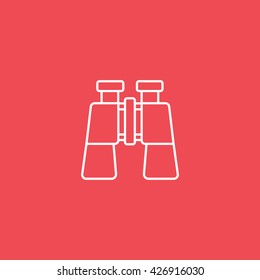 Binoculars Line Icon On Red Background