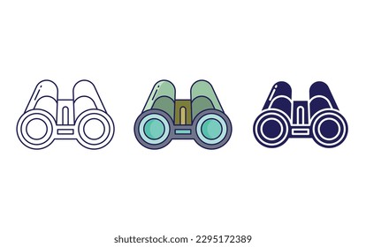 Binoculars line and solid illustration icon