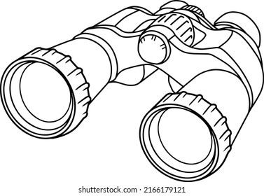 binoculars line vector illustration isolated on white background