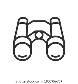 binoculares, icono lineal. Trazo editable