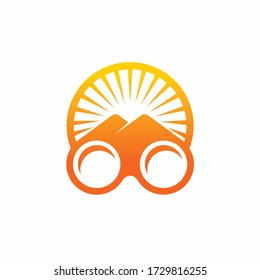 Binoculars Logo Design, Mountain Vector Logo