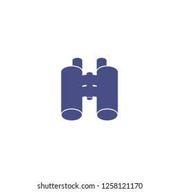 Binoculars logo, icon, sticker, vector illustration, flat silhouette, magnifying glass, watch