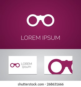 binoculars logo template icon design elements with business card  