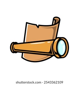 binoculars and map in white background

