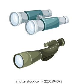 Binoculars and Monocular as Refracting Telescopes for Viewing Distant Object Vector Set