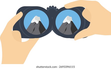 binóculos com pico de montanha Ícone


