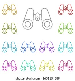 Binoculars multi color icon. Simple thin line, outline vector of adventure for ui and ux, website or mobile application