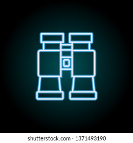 binoculars neon icon. Elements of Camping set. Simple icon for websites, web design, mobile app, info graphics on dark gradient background