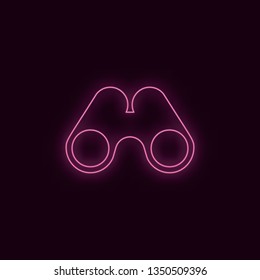 Binoculars, neon, icon. Theater ruby color neon ui ux icon. Theater sign logo vector - Vector