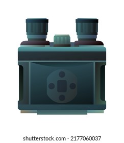 Binoculars with night vision device. Optics device. Electron-optical converter of light spectrum. Object isolated on white background. Vector